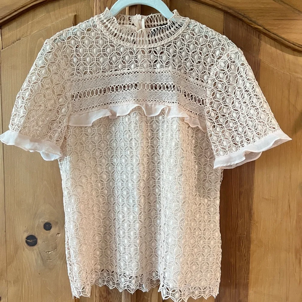 Zara- Crochet Blush Blouse. Size XS - Picture 1 of 11